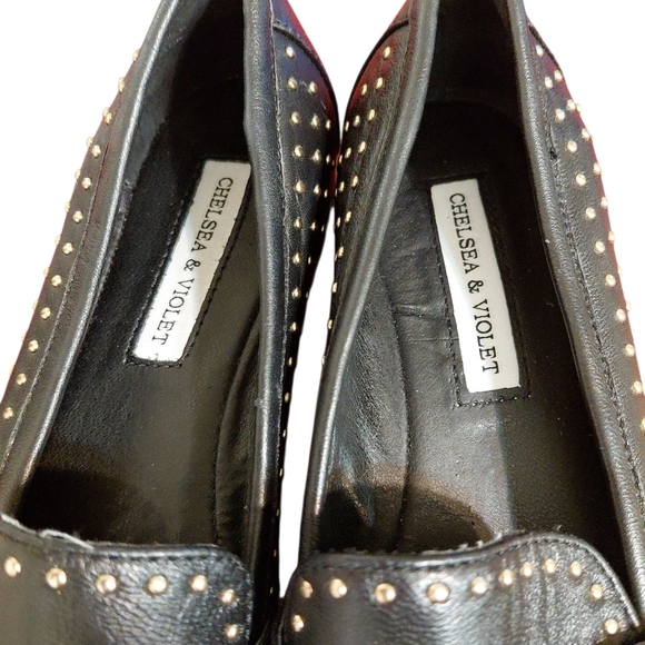 NEW Chelsea & Violet Black Studded Flat Loafers Size 6.5 - Picture 5 of 10